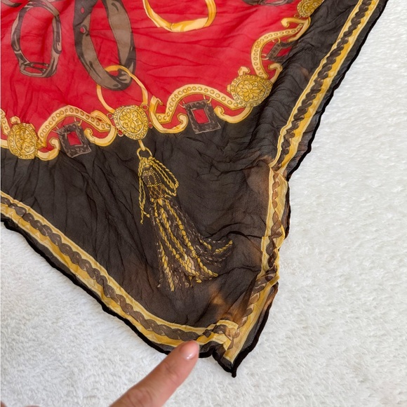 Gucci Red and Black Silk Wrap with Gold Accents - Picture 4 of 7